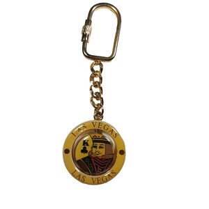 Las Vegas King Spinner Keychain Souvenir Gold tone